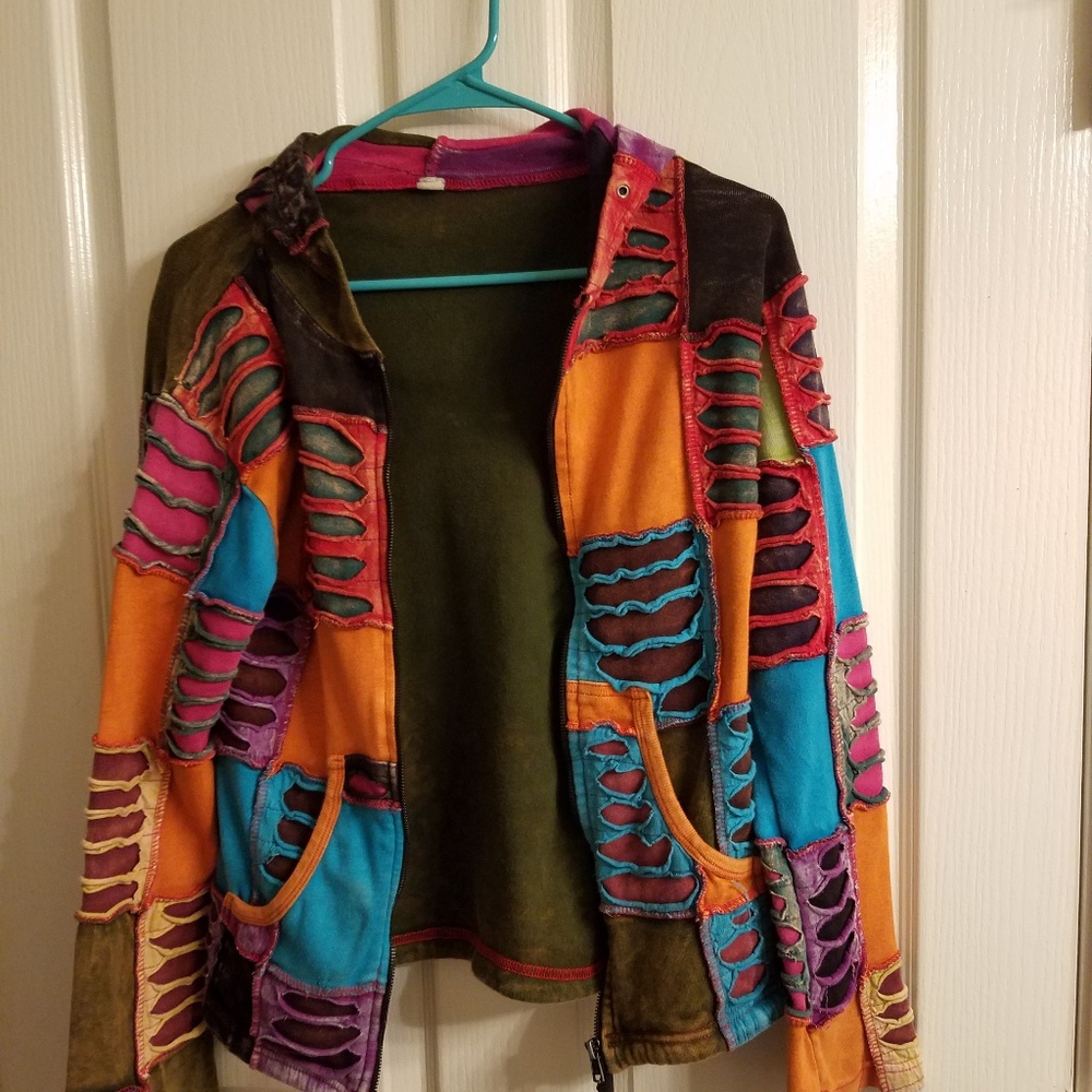 Multi colored unique patchwork jacket - Picture 2 of 4